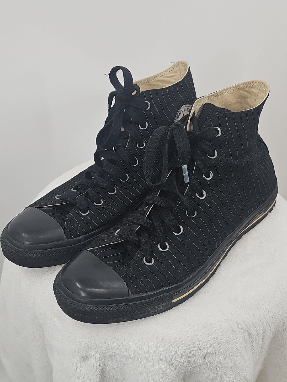 Converse Chuck Taylor All-Star Sneakers, Black & White Pin Stripe Size 12